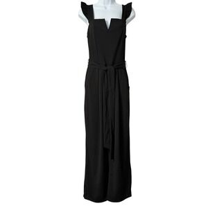 Moa Moa Wide Leg Jumpsuit NWT Womens M‎ Black Tie Waist Evening Cocktails Party